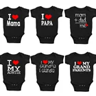 Комбинезоны для маленьких девочек, одежда для малышей, комбинезон для новорожденных, повседневный костюм для новорожденных с надписью Love Papa Mama, Одежда для новорожденных мальчиков