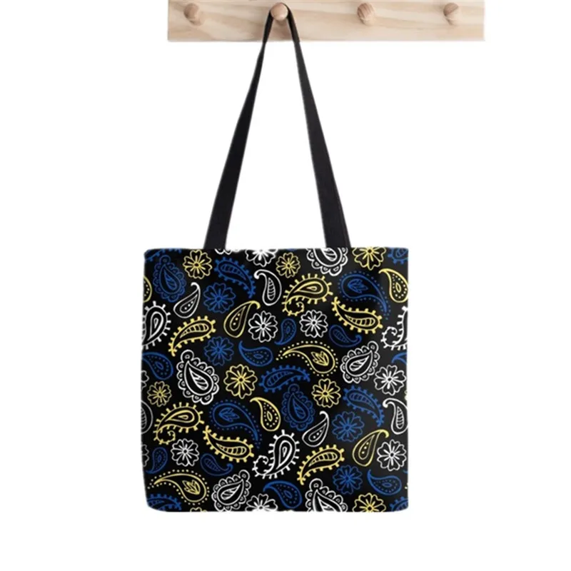 

2021 Shopper Bandana repeat personality Print Tote Bag women Harajuku shopper handbag girl Shoulder shopping bag Lady Canvas Bag