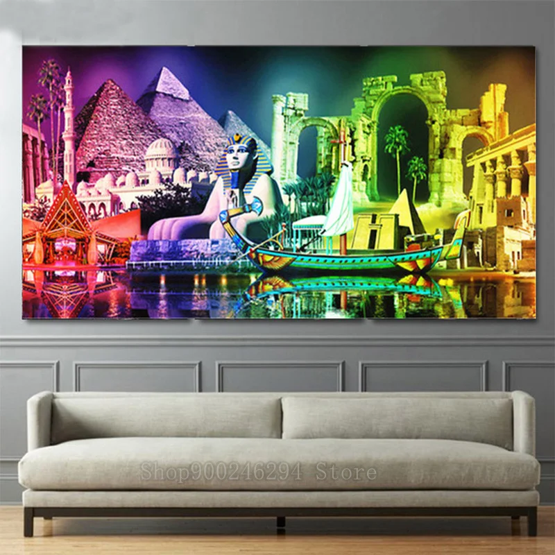 

5D DIY Full Square drill Diamond painting Cross Stitch Egyptian Pyramids Rhinestone landscape Embroidery Mosaic decor FF1749