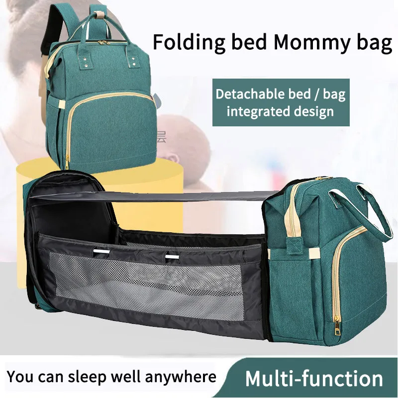 

Upgraded Version Portable Crib Nappy Bag Baby Care Changing Diaper Bag Stylish Folding Crib Nappy Bags Mummy Maternity Nappy Bag