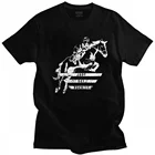 Крутая Мужская футболка с коротким рукавом для шоу, Прыгающая лошадь, хлопковая футболка, дизайнерская Спортивная футболка для конного спорта, топы, уличная одежда, футболка, одежда