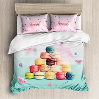french macaron bedding set colorful duvet cover 3d print comforter cover dessert food bed 3pcs queen bedding set luxury twin b