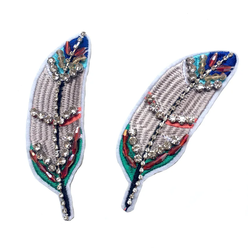 1 шт. оставьте ручное Пришивание Стразы Вышивка бисером аппликации нашивки для