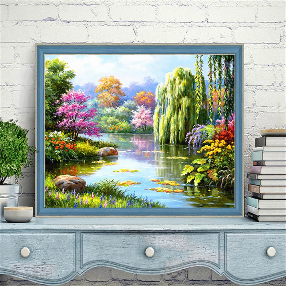 

Huacan Diamond Painting Full Square Landscape 5D Diamond Embroidery Mosaic Kits Art Nature Home Decoration