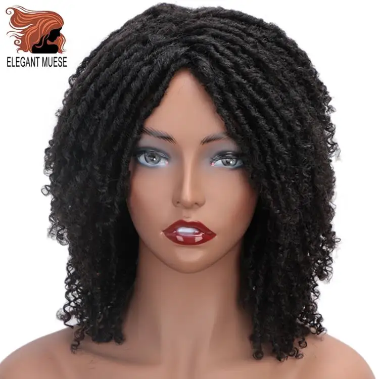 Elegant MUSES короткие синтетические парики для Для женщин 6 дюймов длинные мягкие Faux locs волосы парик с эффектом деграде(переход от темного к черный жук, вязанные крючком парики из косичек
