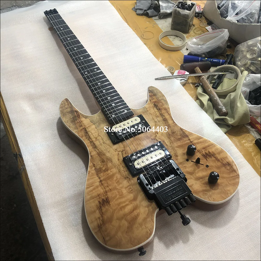 Высококачественная безголовая электрическая гитара краска в виде бревен фанера