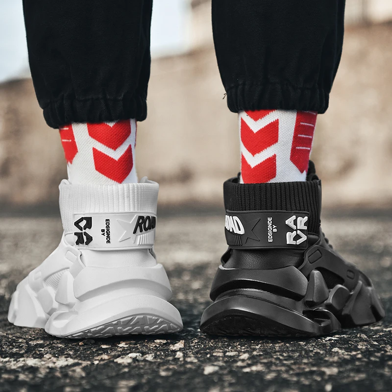 

Chunky High-top Men's Sneakers Heighten Fashion Men Casual Shoes Autumn 2020 New Plus Size White Sneakers Damping Tennis Shoes