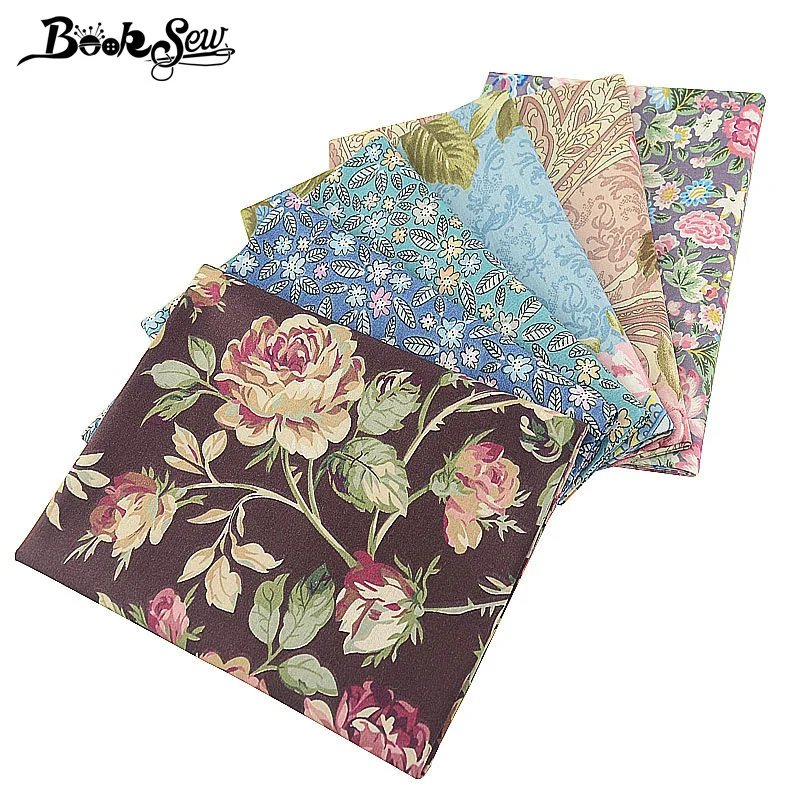Booksew 6 PCS/lot 40x 50cm Scrapbooking Patchwork DIY Sewing Material Textile Tissu Coton Floral Fabric Cotton Twill Cloth