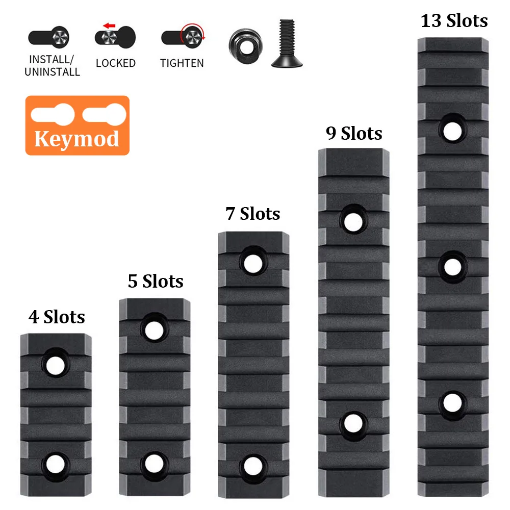 

4 5 7 9 13 Slot 21mm Picatinny Weaver Rail For KeyMod Handguard Scope Mount Base Rifle Hunting Accessories Aluminum Rail