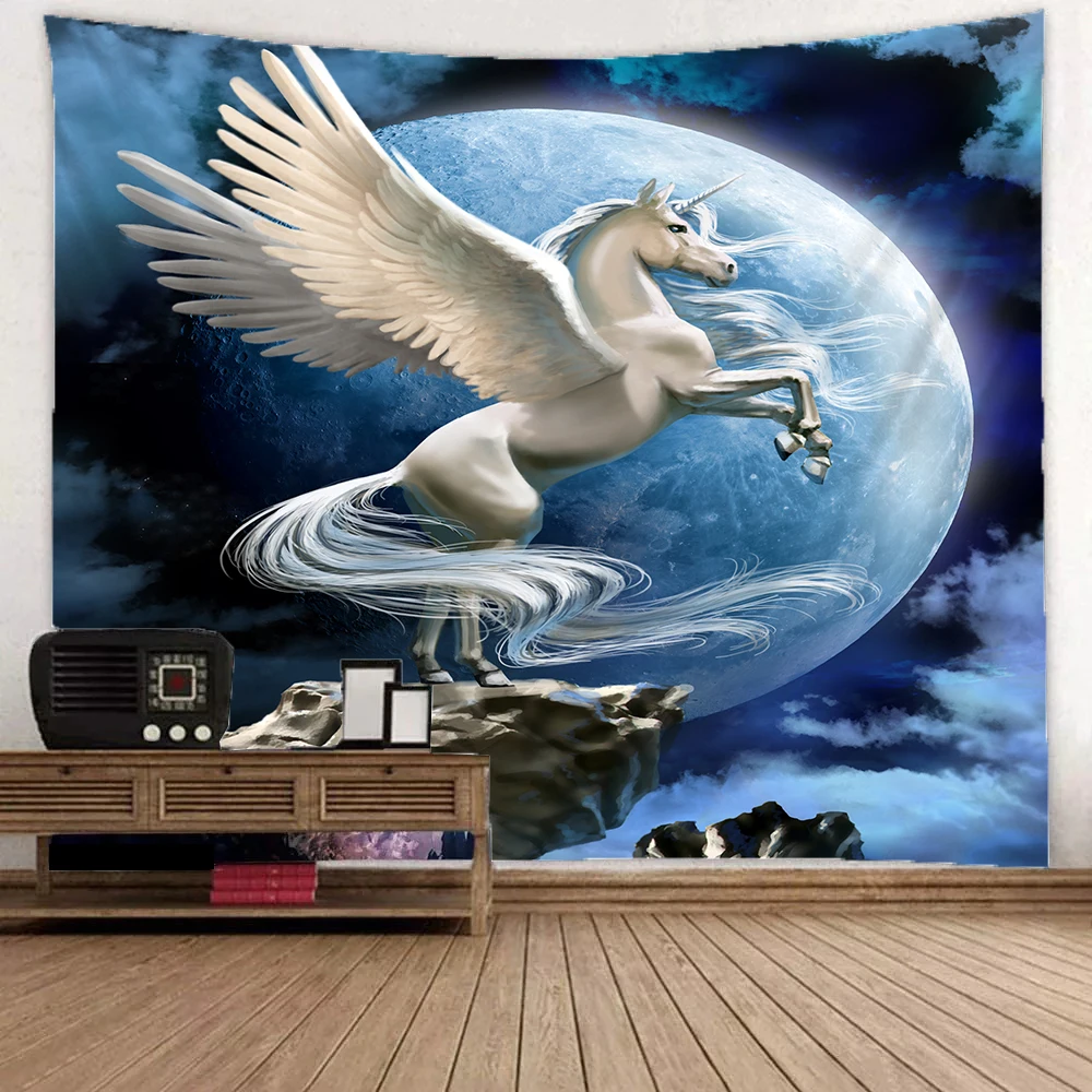 3D гобелен с цифровым принтом фантазия Единорог настенный художественный Пегас