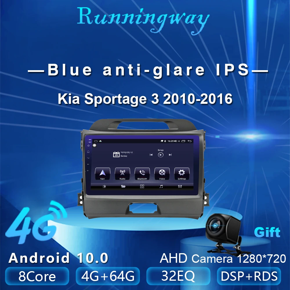 Runningway Android10.0 5G автомобильный DVD для Kia Sportage 3 2010 2016 4G + 64G Автомобильный Радио