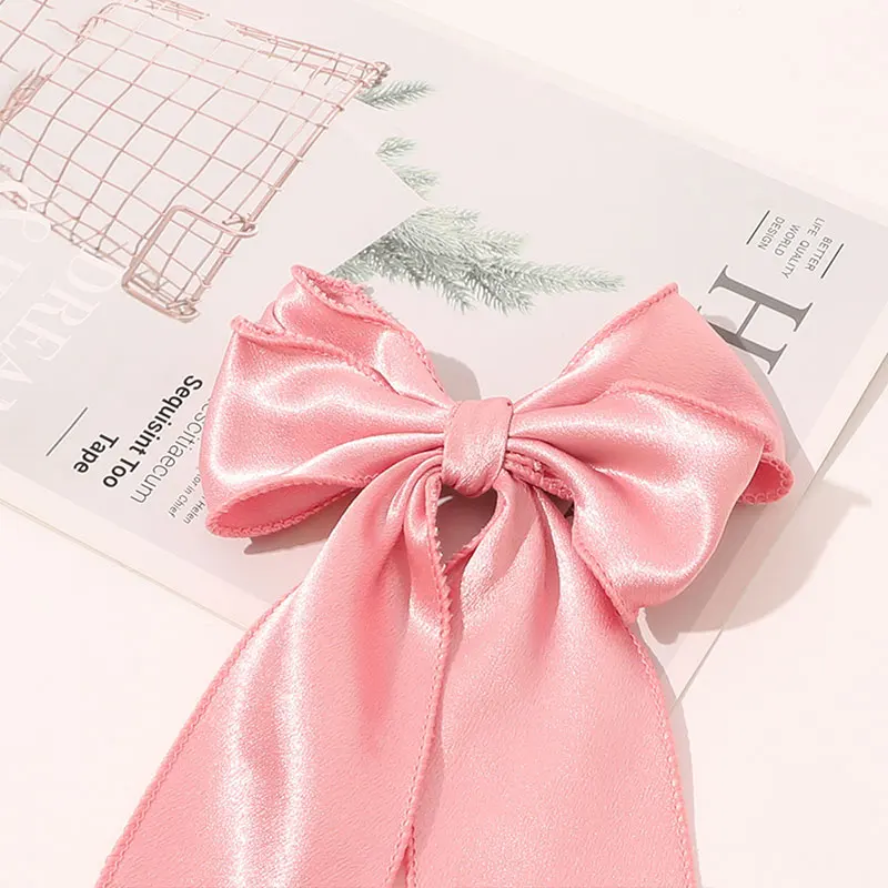 

New Fashion Solid Color Big Double Ribbon Hair Clip Bow Girls/Women Hairpin Barrettes Sweet Hair Ponytail Hair Accessories