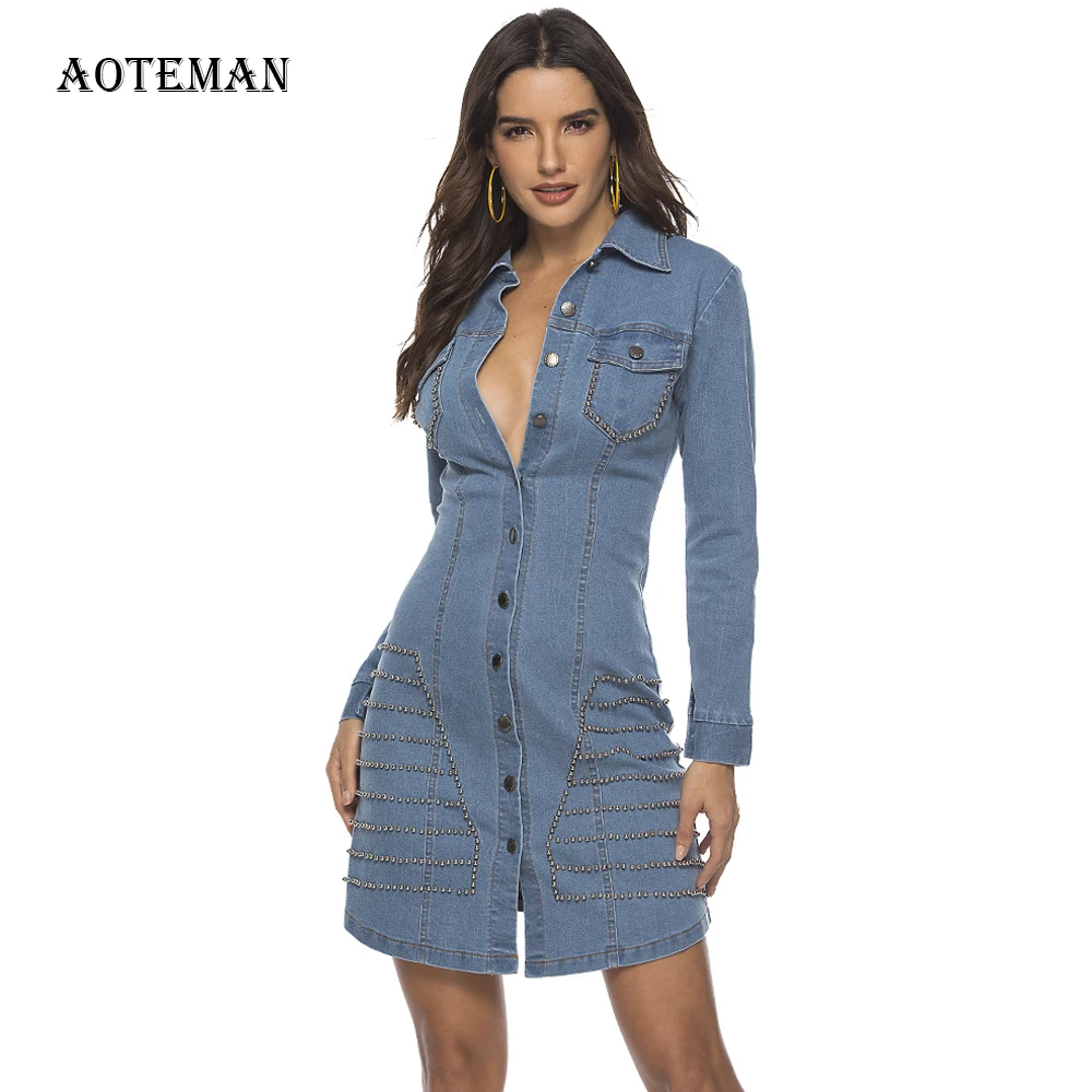 Осенне зимнее женское платье 2019 сексуальное винтажное облегающее джинсовое