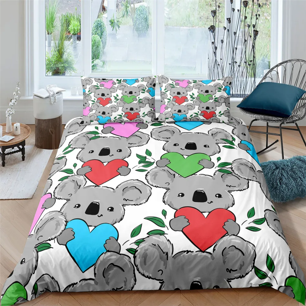 

Comforter Duvet Set Quilt Cover Bedding Set Single King Queen Double Single Size Cartoon Koala Animals Home Textiles