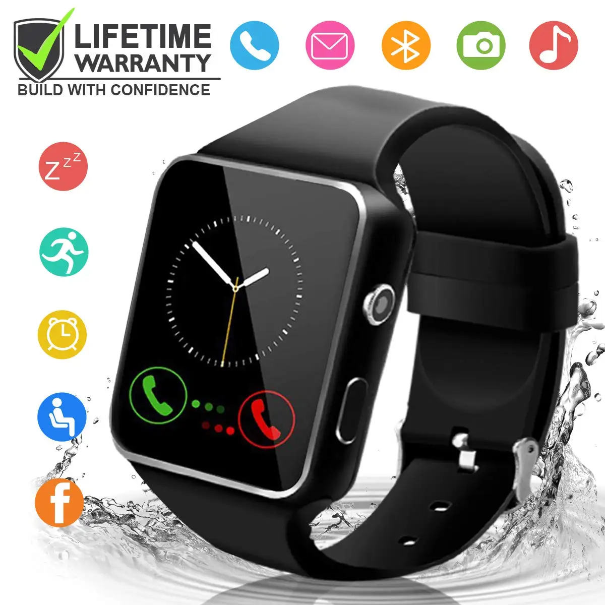 SKHO Passometer Smart Watch Support SIM TF Card X6 Camera Smartwatch Waterproof Message Reminder For iPhone Xiaomi Android IOS