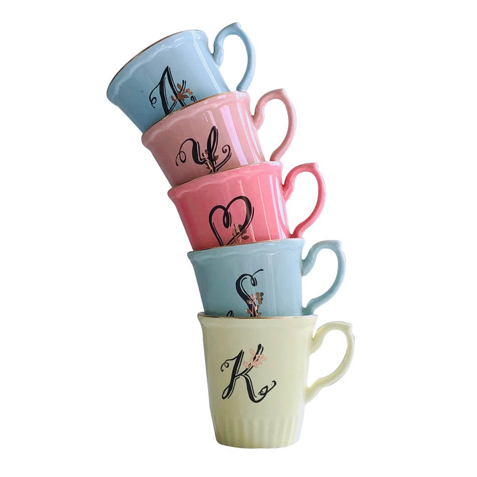 Изысканная Персонализированная керамическая кофейная кружка с алфавитом