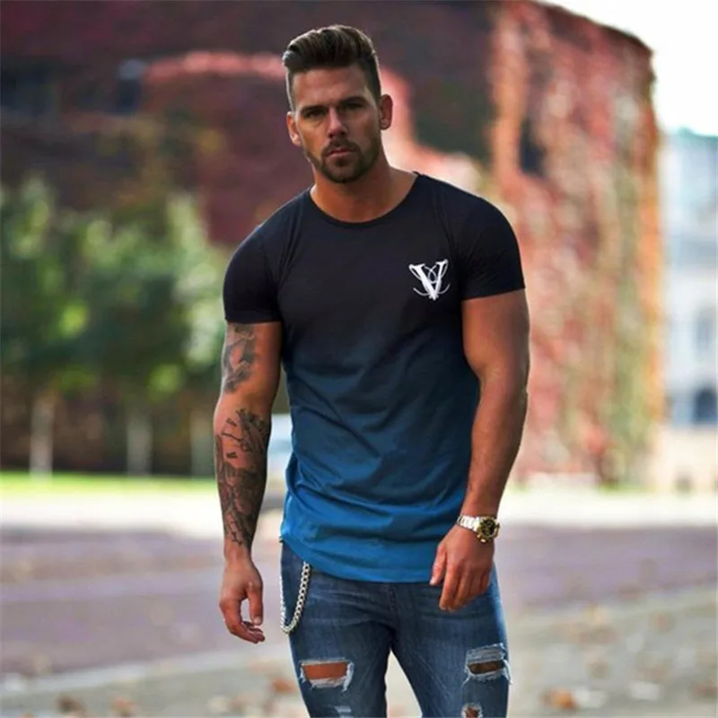 2019 Summer Fashion T Shirt Men Cotton Breathable Mens Short Sleeve Fitness t-shirt Gyms Tees Tight Casual Tops | Мужская одежда