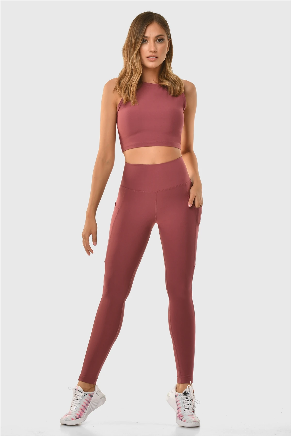 Superstacy High Waist Pockets Color Rose Sports Leggings