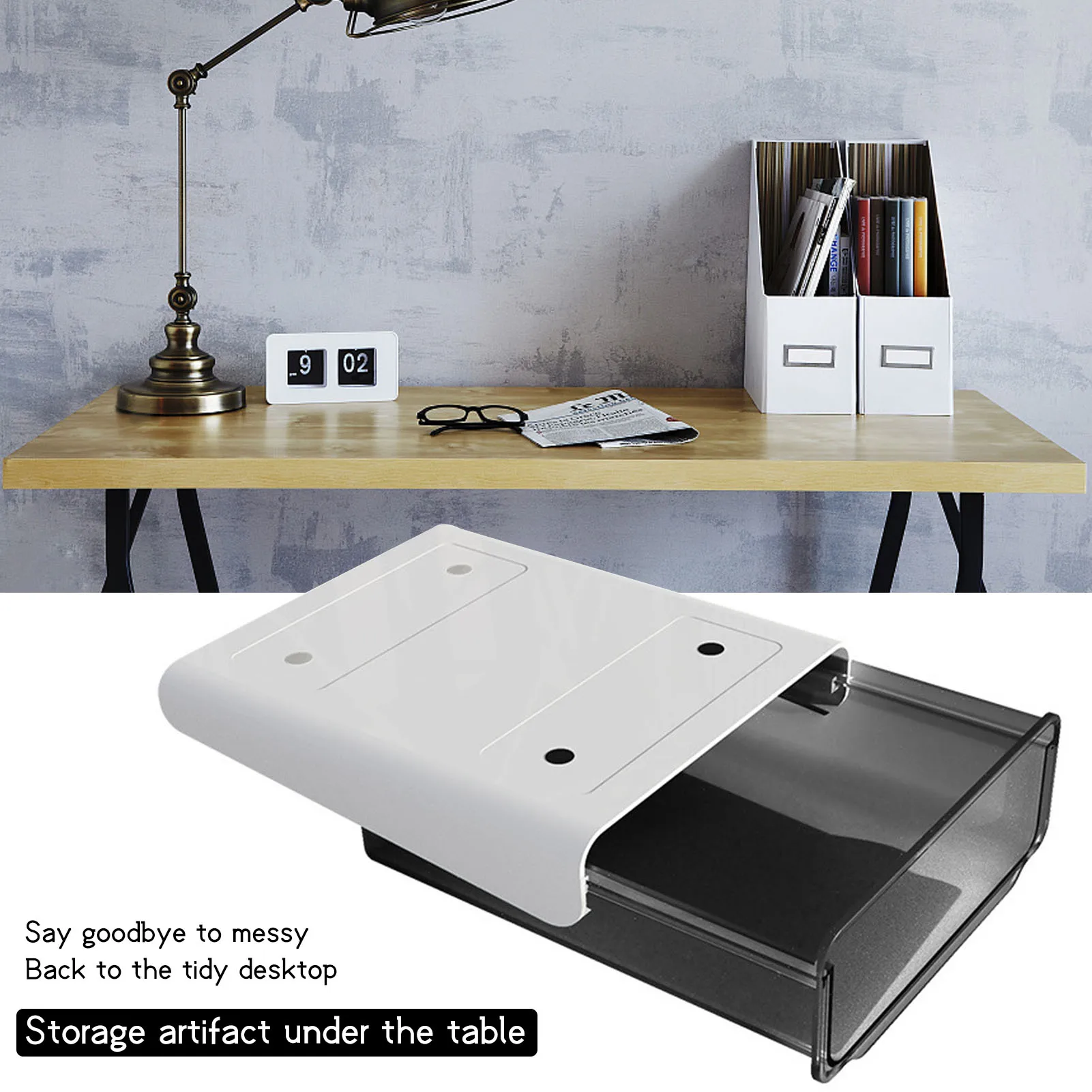 

Multi-purpose Under-desk Wear-resistant Hidden Storage Durable Box Innovative Desktop Hidden Pen Holder For Study Desk