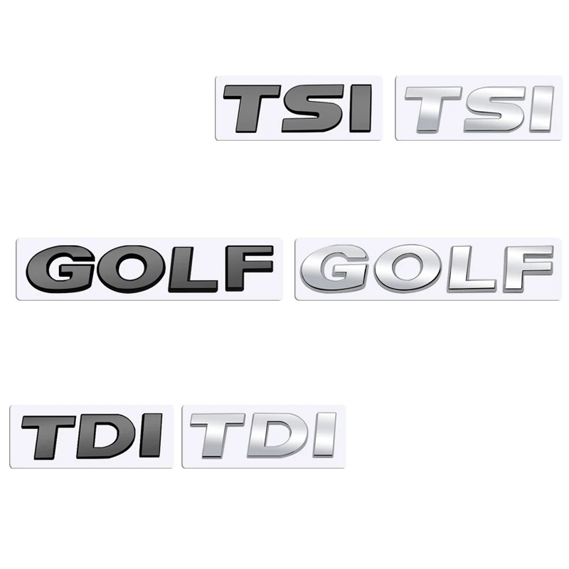 

ABS 3D Badge Logo Car Rear Trunk Body Sticker Letter Emblem For VW Volkswagen Golf TSI TDI Accessories Glossy Black