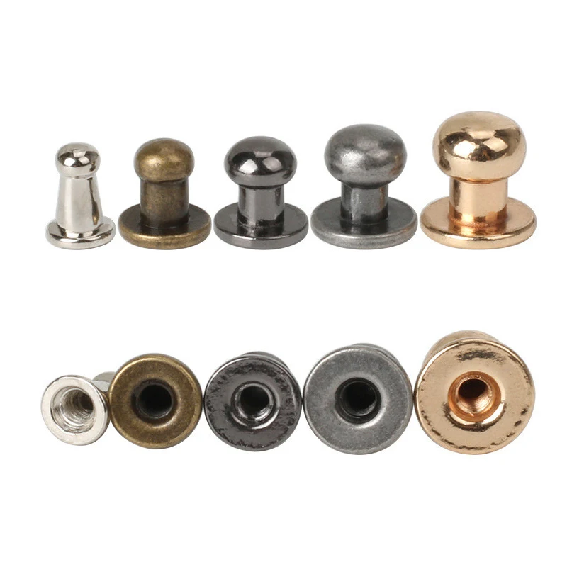 10Pcs Round Head Solid Brass Stud Spots Screwback Back For DIY Handmake Leather Bag Screw Nail Rivet Hardware Accessaries | Дом и сад