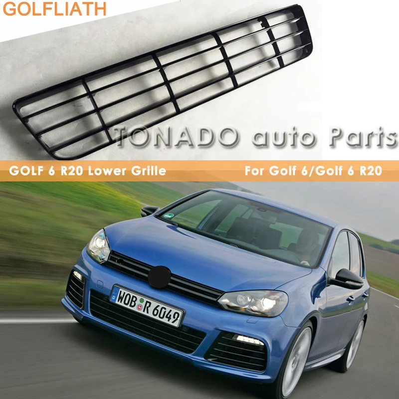 GOLFLIATH R20 стиль ABS Глянцевая черная Нижняя решетка переднего бампера Решетка для Volkswagen VW Golf 6 MK6 GTI R20