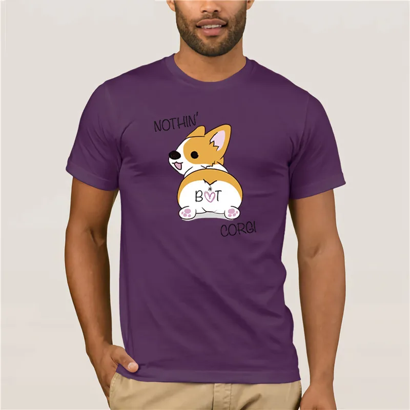 

Men's Print Casual 100% Cotton T-Shirt Popular Corgi Butt Shirt Nothing But Corgi Dog Lover designer Brand Clothihng T Shirt