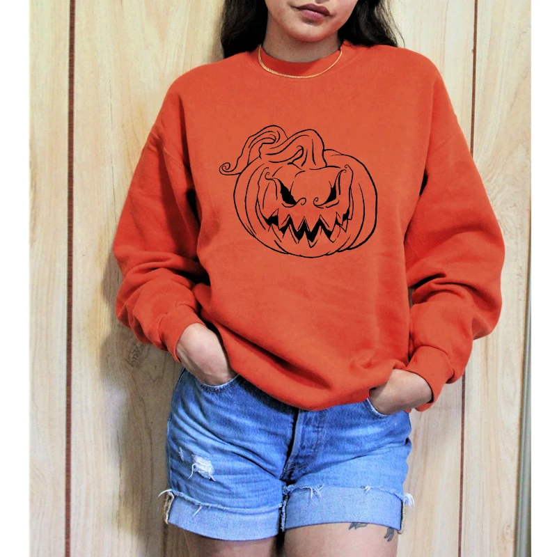 Женский свитшот с длинным рукавом и изображением тыквы | Женская одежда