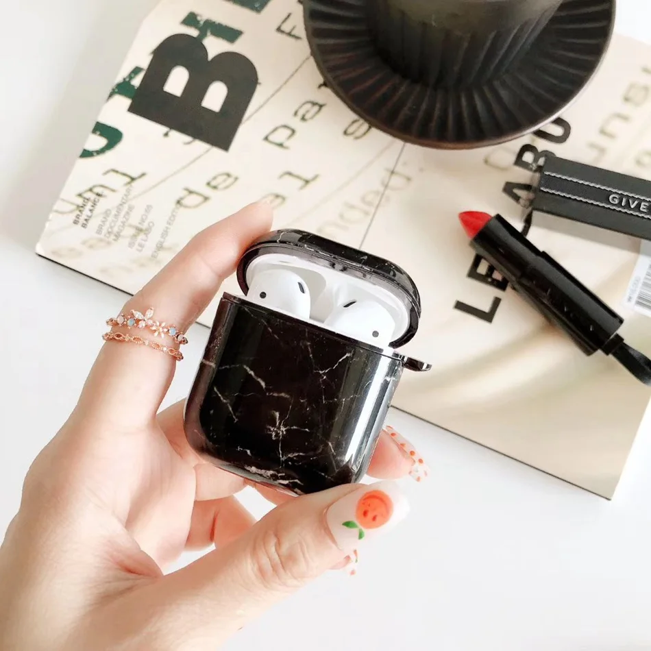 531A Bluetooth беспроводной Чехол для наушников для Airpods 2 чехол Роскошный Мраморный чехол для наушников для Apple Air Pods Earpods цветочный кольцевой ремешок - Цвет: 531A