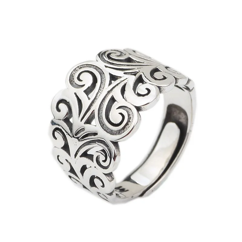 

Thai silver wholesale s925 pure silver ring opening female fashion xiangyun smooth mouth ring restoring ancient ways