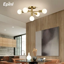 Nordic Modern Restaurant Ceiling Lamp Copper Design  Bedroom Living Room Creative Light Kitchen Ceiling Light Home Decor Fixture