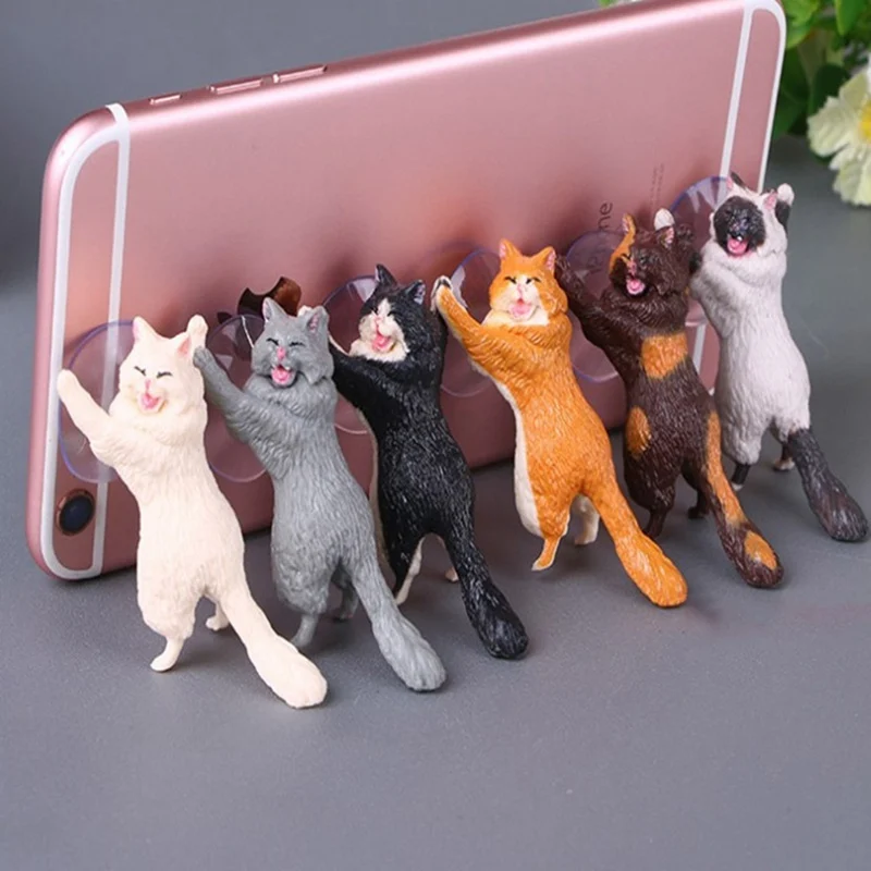 1 шт. фигурка кота Миниатюрная кошка присоска дизайн держатель для телефона мини