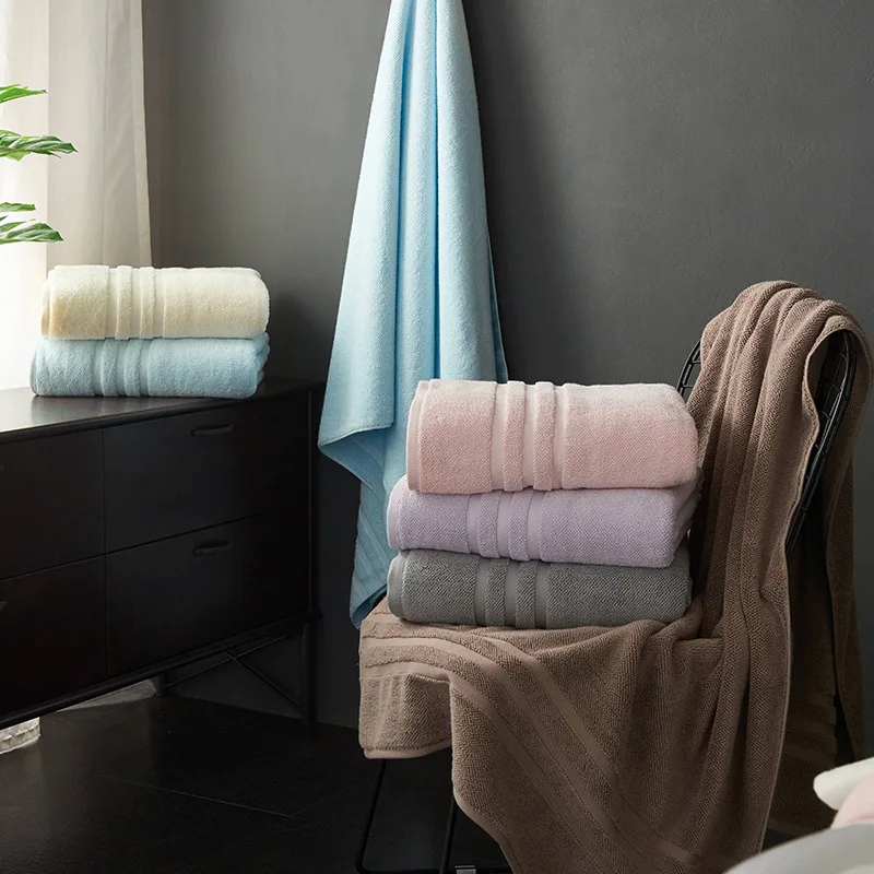 Банное полотенце из чистого хлопка утолщенное с принтом и окрашиванием не