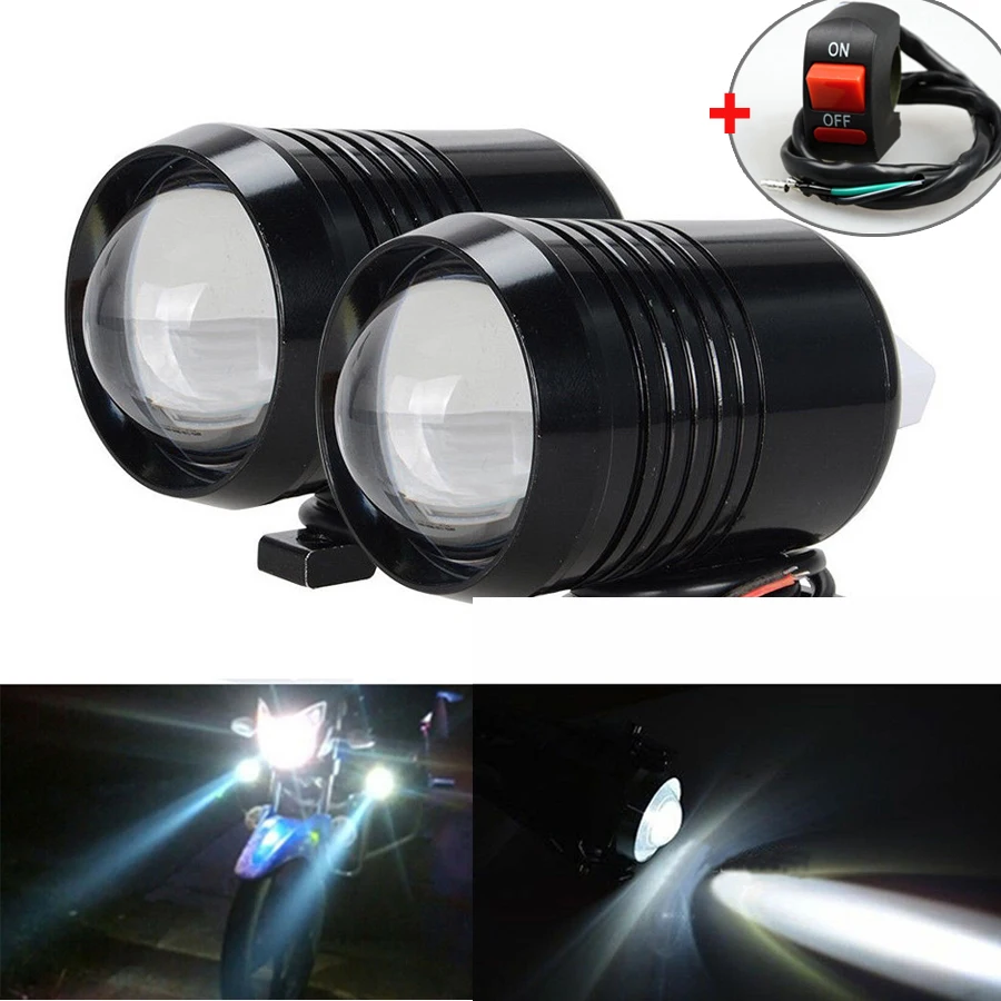 

2x 30W LED Universal Motorcycle Front Spot Lights Work Driving Headlight +Switch
