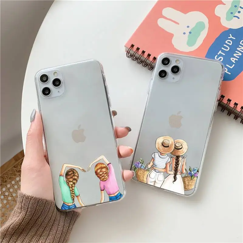

best friends sisters Phone Case Transparent for Clear iPhone case 11 12 mini pro XS MAX 8 7 6 6S Plus X 5S SE 2020 XR