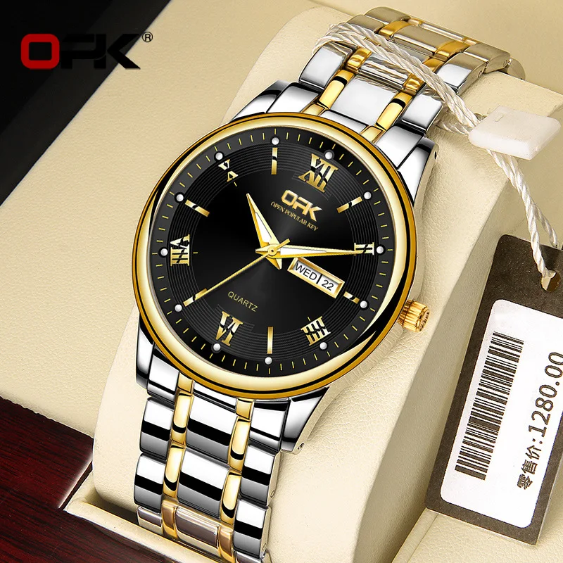 

Fashion quartz watch luminous double through waterproof strip men's watch