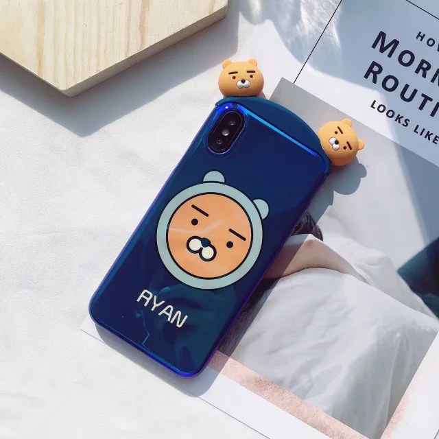 Чехол с 3D синим светом для iphone 11 X XR XS Pro Max Cartoon bear, чехлы для телефонов iphone 8 7 6 6S Plus, чехол Розовая пантера - Цвет: C