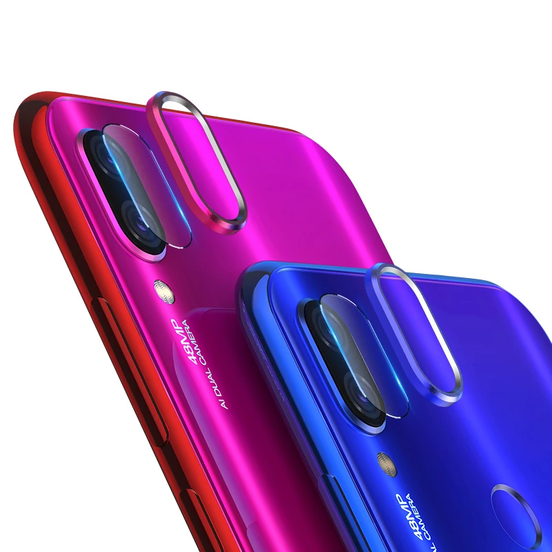 Стекло для камеры Redmi Note 7 Pro + защитный чехол с металлическим кольцом задней
