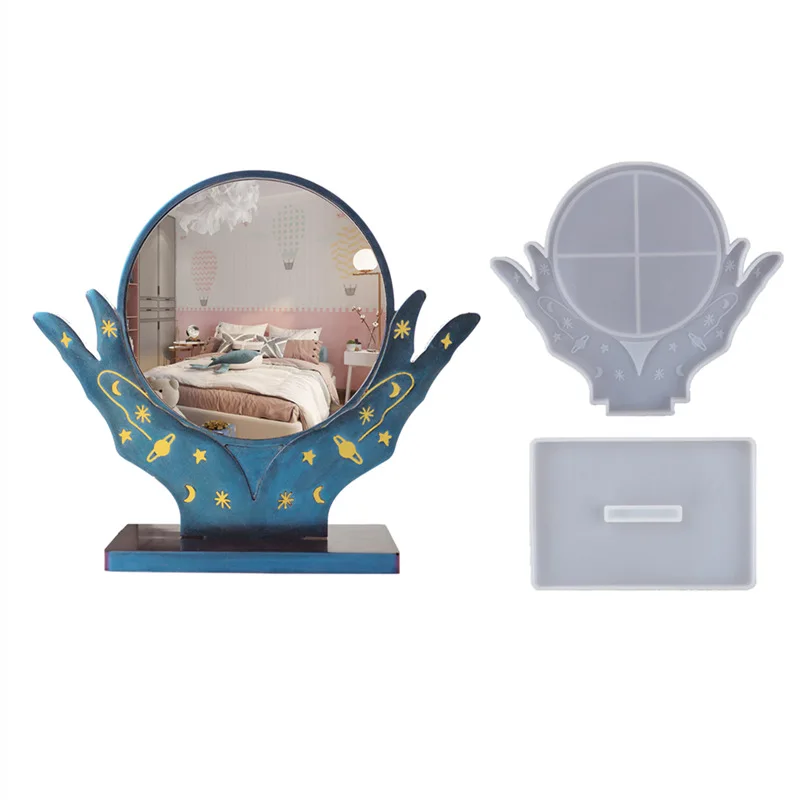 

DIY makeup mirror Epoxy Resin Tray hand desktop mirror Decorative Tray Form For epoxy Supplies for Jewelry