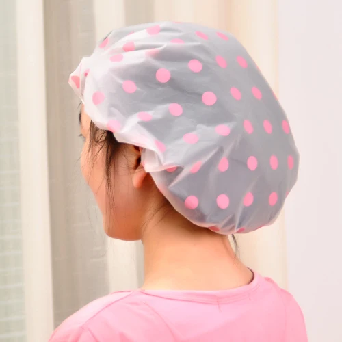 

1pc Fashion Cute Cartoon spot Design Waterproof Elastic Spa Shower Cap Hat Bath Hair Cover Protector Hats Bathroom Product