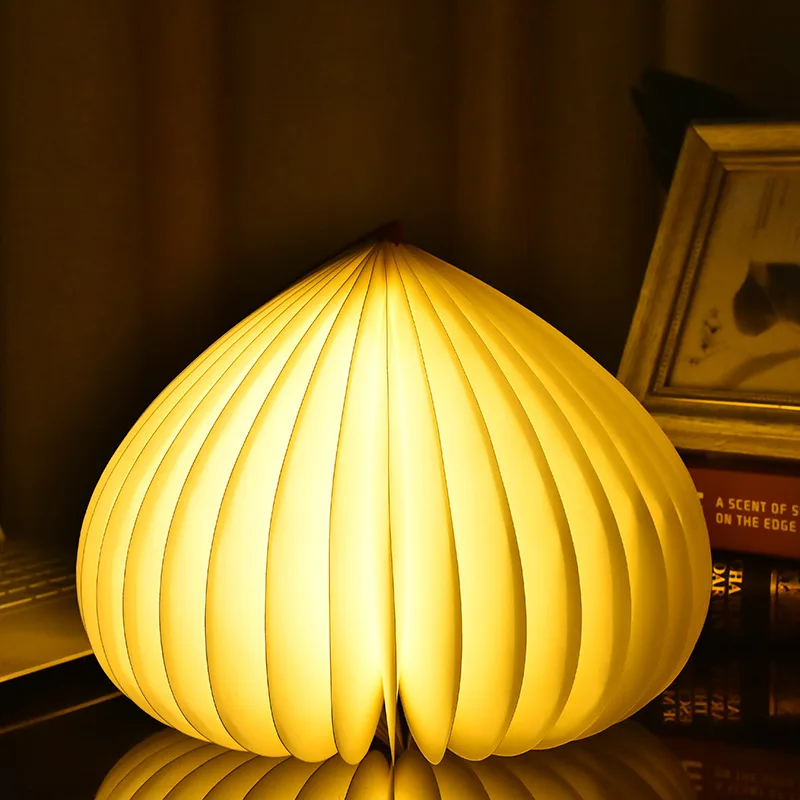 Складной Деревянный светодиодный светильник в форме сердца для книг USB зарядка