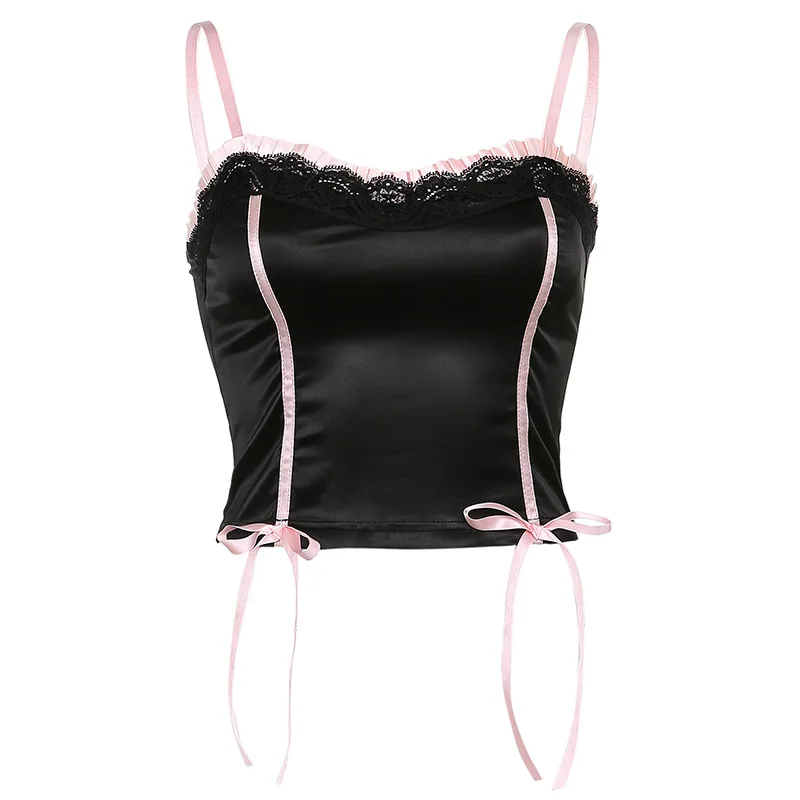 

2021 new women's wear European and American style sexy backless lace stitching V-neck small suspender inner vest top