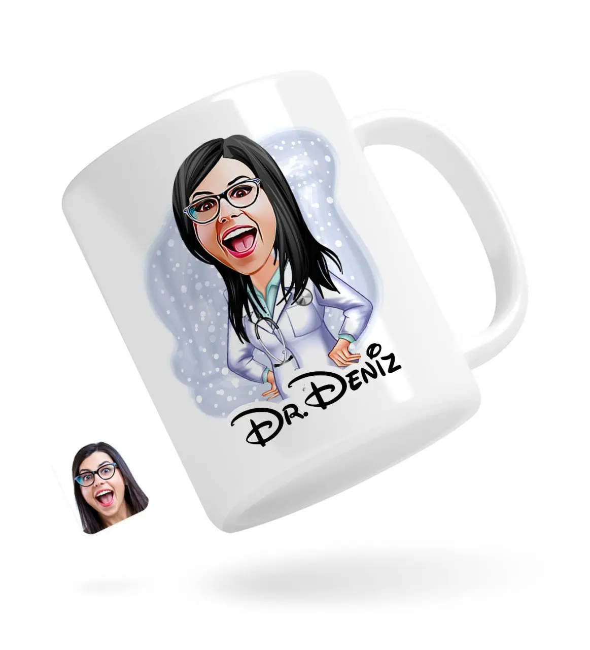 

Персонализированные Для женщин врача карикатура белая кружка Bardak-1