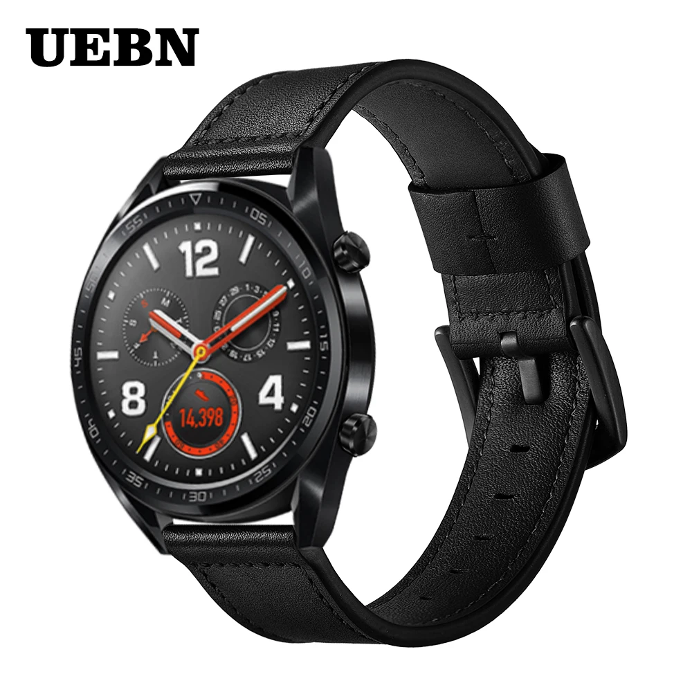 UEBN 20mm 22mm Leather strap for HUAWEI Watch GT 2 42mm 46mm Sport Active Classic Edition/HONOR Magic Watchbands | Наручные часы