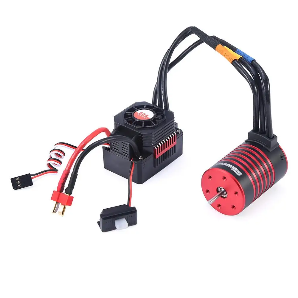 

Gtskytenrc Waterproof Combo 3650 2300/3100/3600/4500/5200kv Brushless Motor W/heat Sink 60a Esc For Rc 1/10 Rc Car