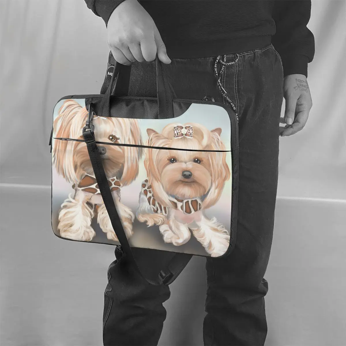 Сумка для ноутбука с изображением йоркширского терьера защитная винтажная сумка