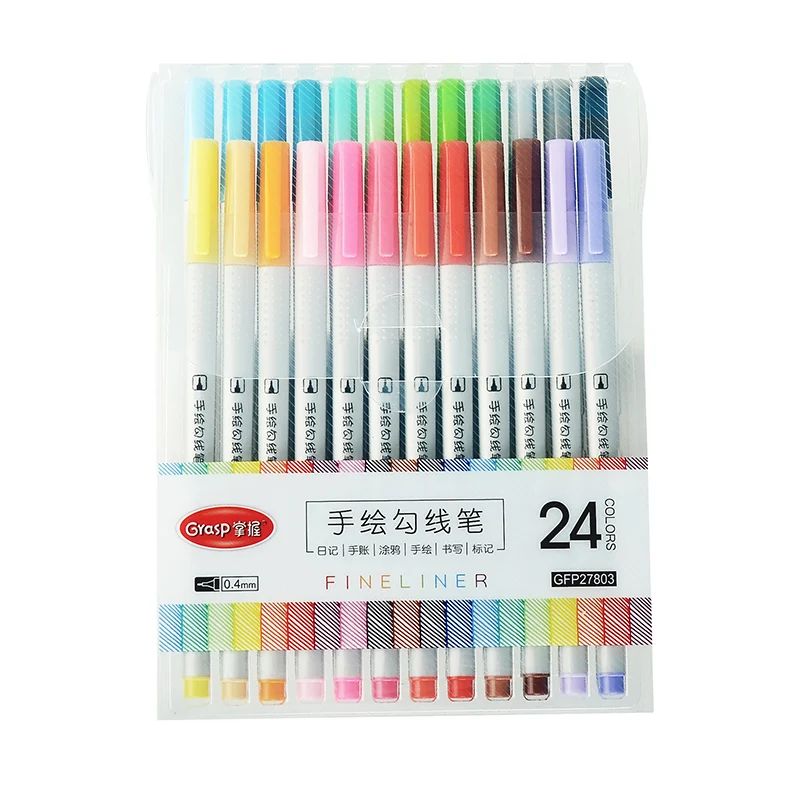 Color Art Marker Set 24 Colors Needle Pens Children Drawing Hook Line Pen Graffiti Markers Student Write Pen School Stationery art markers 12 colors marker pen set color hand drawing hook line pens children graffiti pen school stationery fineliner