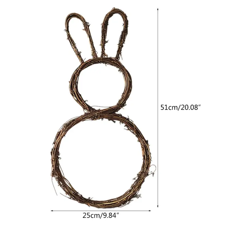 

DIY Rattan Bunny Rabbit Wreath Garland Door Window Wall Hanging Ornament Christmas Easter Decor