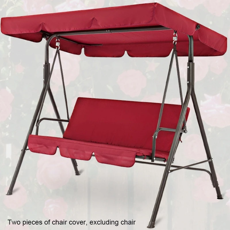 

Terrace Swing Chair Cover 2 Pieces / Set Universal Garden Chair Dustproof 3-Seater Outdoor Cover (Red)