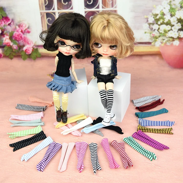 

High Resilience Socks / stripe stockings Doll Accessories outfit For 1/6 Barbie Blythe Xinyi Fr azone momoko licca Doll Xmas